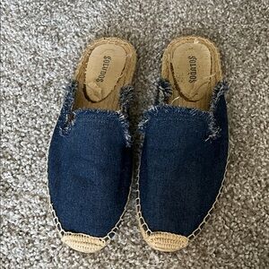 Soludos Navy Frayed Espadrille Mules